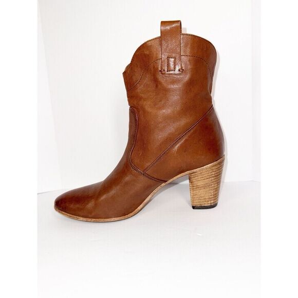Alberto Fermani Ankle Boot Leather Bootie Brown Western Boho Block Heel 38.5/8.5 - Picture 7 of 14